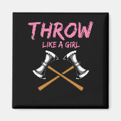 Ax Thrower Girl Woodworking Ax Throwing Magneet (Voorkant)