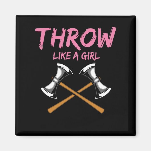 Ax Thrower Girl Woodworking Ax Throwing Magneet (Voorkant)