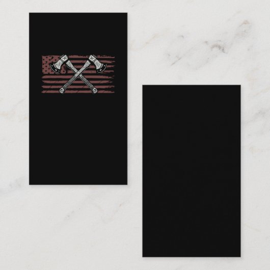 Ax Throwing American Flag USA Woodworking Visitekaartje (Voorkant / Achterkant)