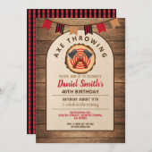 Ax Throwing Birthday Lumberjack Fun Wood Invite Kaart (Voorkant / Achterkant)