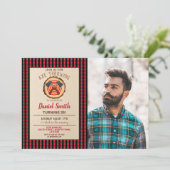 Ax Throwing Birthday Wood Lumberjack Pset foto Kaart (Staand voorkant)