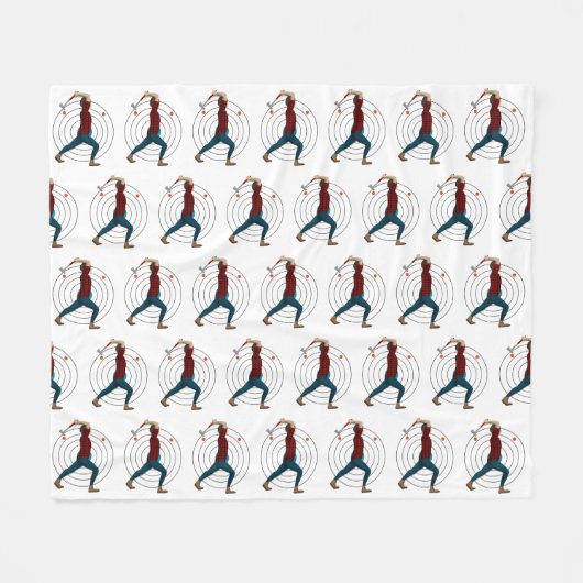 Ax Throwing Fleece Deken (Voorkant (Horizontaal))