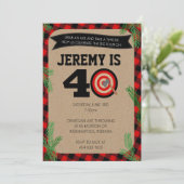 Ax Throwing Fortieth Birthday Invitation Kaart (Staand voorkant)