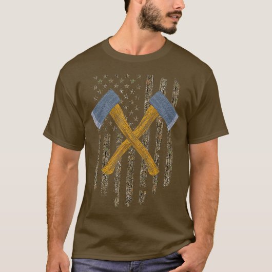 Ax Throwing Hatchet American Flag Tree T-shirt (Voorkant)