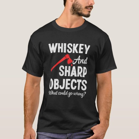 Ax Throwing Wine Sharp Objects Hatchet Lumberjack T-shirt (Voorkant)