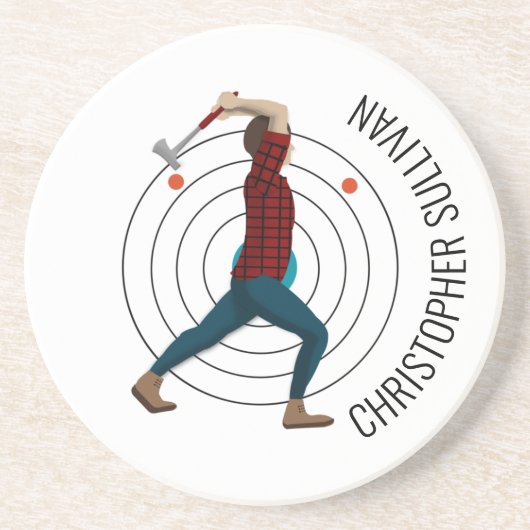 Ax Throwing Zandsteen Onderzetter (Voorkant)