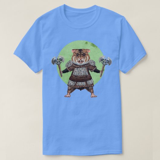 Ax Weilding Hamster in groen T-shirt (Design voorkant)
