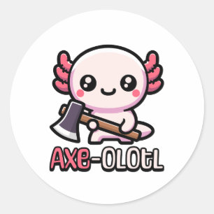 Axe-Olotl! Schattigee axolotl-pen Ronde Sticker