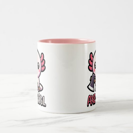 Axe-Olotl! Schattigee axolotl-pen Tweekleurige Koffiemok (Center)