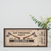 Axe Throwing Birthday Invitation Kaart (Staand voorkant)