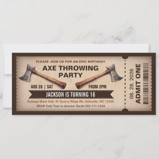 Axe Throwing Birthday Invitation Kaart (Voorkant)