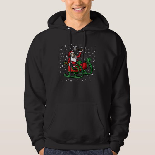 Axe Throwing Santa Claus Ax Thrower Christmas Hoodie (Voorkant)