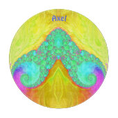 AXEL~ 3D Geel Groen Roze origineel ontwerp Snijplank (Voorkant)