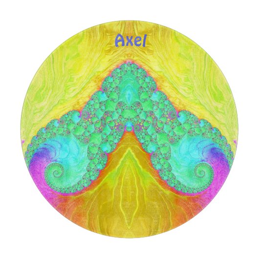 AXEL~ 3D Geel Groen Roze origineel ontwerp Snijplank (Voorkant)