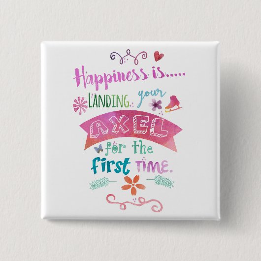 Axel Figuur Schaats Square Magnet Vierkante Button 5,1 Cm (Voorkant)