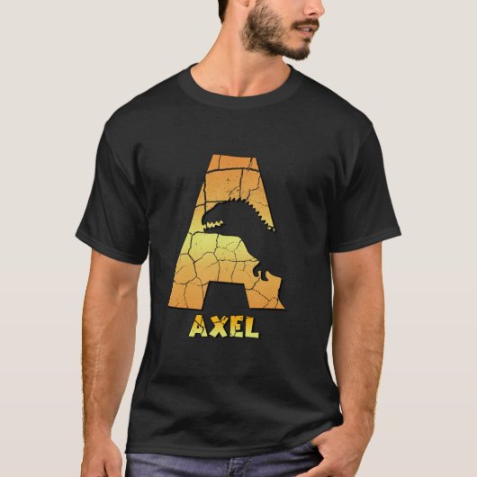 Axel gepersonaliseerde jongensdinosaurus schattige t-shirt (Voorkant)