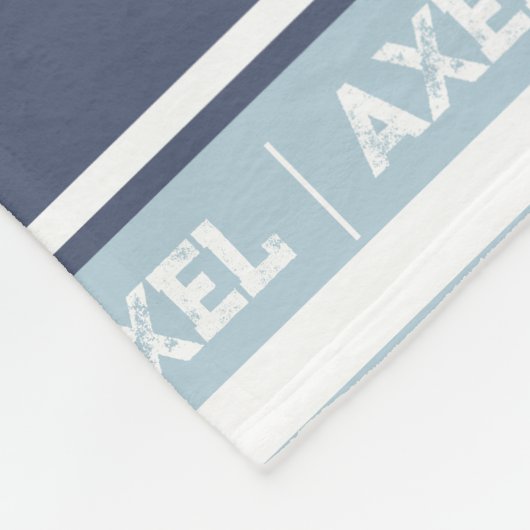 Axel-naam: sportmonogram blauw wit fleece deken (Hoek)