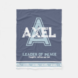 Axel-naam: sportmonogram blauw wit fleece deken