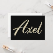 Axel Name white gold Handwriting Karte Kaart (Voorkant / Achterkant in situ)