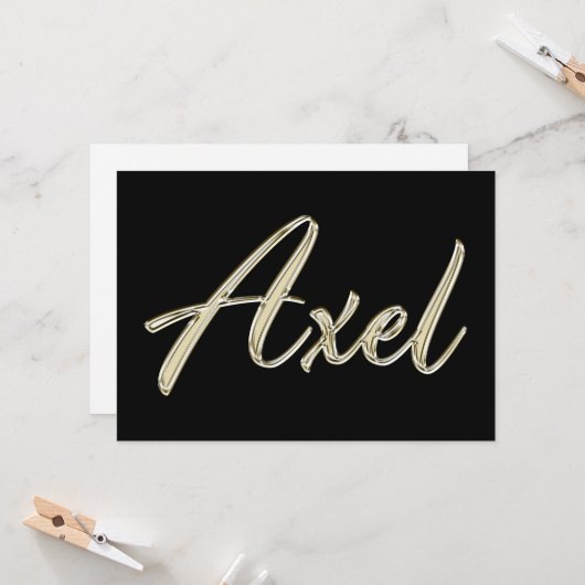 Axel Name white gold Handwriting Karte Kaart (Voorkant / Achterkant in situ)