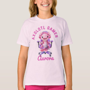 Axelotl Gezellige Gamer Meisje Roze Schattigee Axo T-shirt
