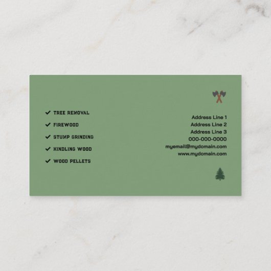Axes and Fir Trees - Lumberjack Visitekaartje (Achterkant)
