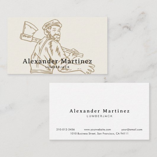 Axes Lumberjack Handyman Carpenter Woodworker Visitekaartje (Voorkant / Achterkant)