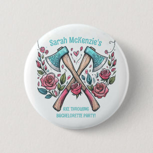 Axes & Roses - Bijlwerpen Bachelorette Party Ronde Button 5,7 Cm