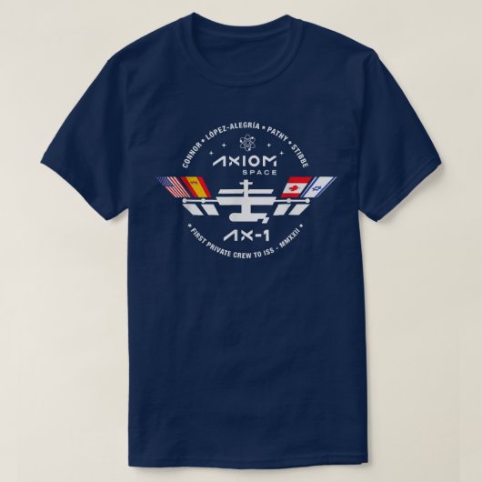 AXIOM A1 Mission Patch Dragon Falcon ISS Space Lau T-shirt (Design voorkant)