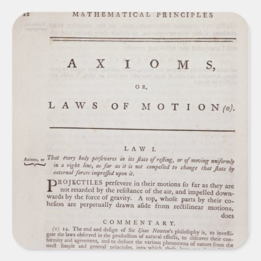 Axioma's, of bewegingswetten, van volume I Vierkante Sticker (Voorkant)