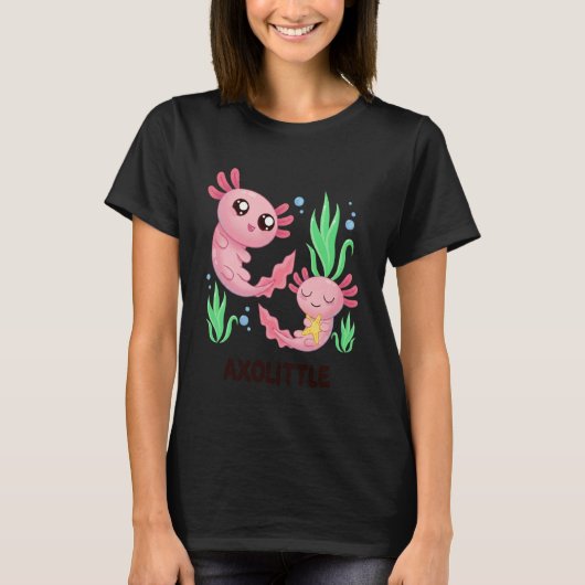 Axolittle Cute Axolotl Pun Funny Little Sister Bro T-shirt (Voorkant)
