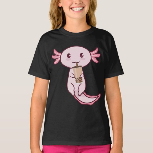 Axolokab Lover Pet Animal Axolotl Bubble Tea Kawai T-shirt (Voorkant)
