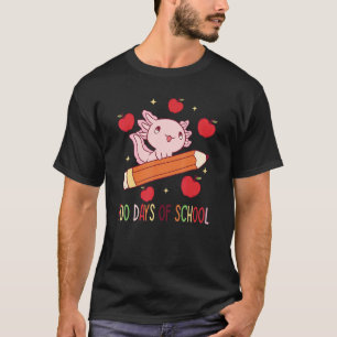 Axolotl 100 dagen school met potlood lopende vis t-shirt