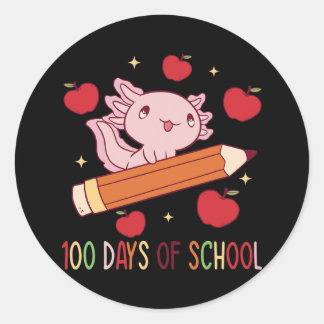 Axolotl 100 dagen wrijving met potlood ronde sticker
