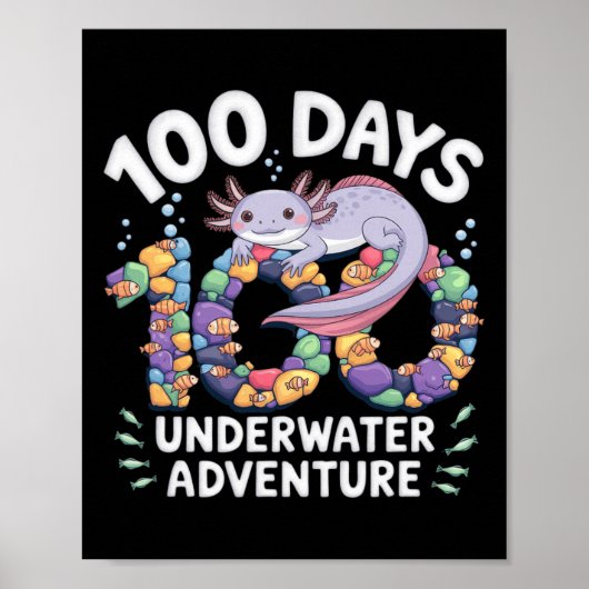 Axolotl 100 Days of School Underwater Adventure SM Poster (Voorkant)