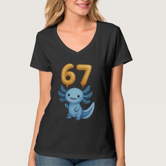 Axolotl 67 Meme Six Seven Balloon Funny Gen Alpha T-shirt (Voorkant)