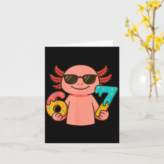 Axolotl 67 Meme Six Seven Funny Ice Cream Drip  Kaart (Gele Bloem)