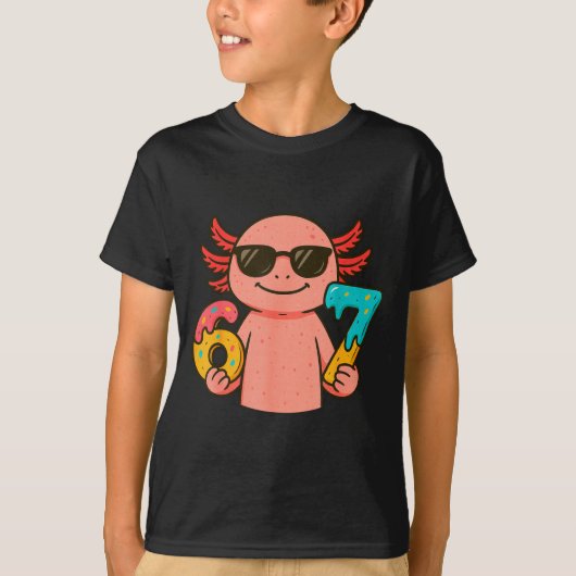 Axolotl 67 Meme Six Seven Funny Ice Cream Drip  T-shirt (Voorkant)