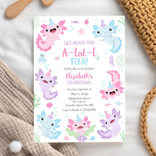 Axolotl A-Lot-l Leuke Verjaardagsuitnodiging Kaart