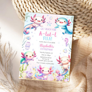 Axolotl A-Lot-l Leuke Verjaardagsuitnodiging Kaart