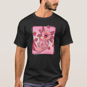 Axolotl Aardbei Milk Shake Karton Japanse Meisje T-shirt