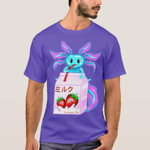 Axolotl Aardbei Milk Shake Kawaii Schattige Japans T-shirt