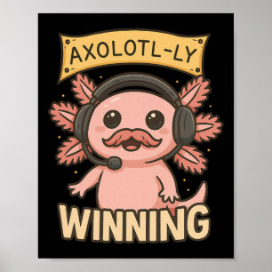 Axolotl-achtig winnende grappige gamer-design voor poster