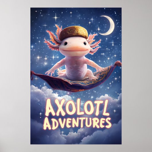 Axolotl Adventures Poster – Flying Carpet Fantasy (Voorkant)