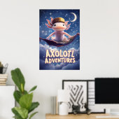 Axolotl Adventures Poster – Flying Carpet Fantasy (Thuiskantoor)