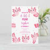 Axolotl Alotl Fun Birthday Party Invitation Kaart (Staand voorkant)
