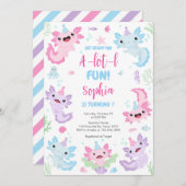 Axolotl Alotl Fun Birthday Party Invitation Kaart (Voorkant / Achterkant)