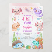 Axolotl Alotl Fun Birthday Party Invitation Kaart (Voorkant / Achterkant)