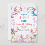 Axolotl Alotl Fun Birthday Party Invitation Kaart (Voorkant)