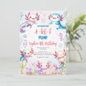 Axolotl Alotl Fun Birthday Party Invitation Kaart (Staand voorkant)